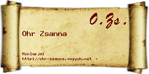 Ohr Zsanna névjegykártya